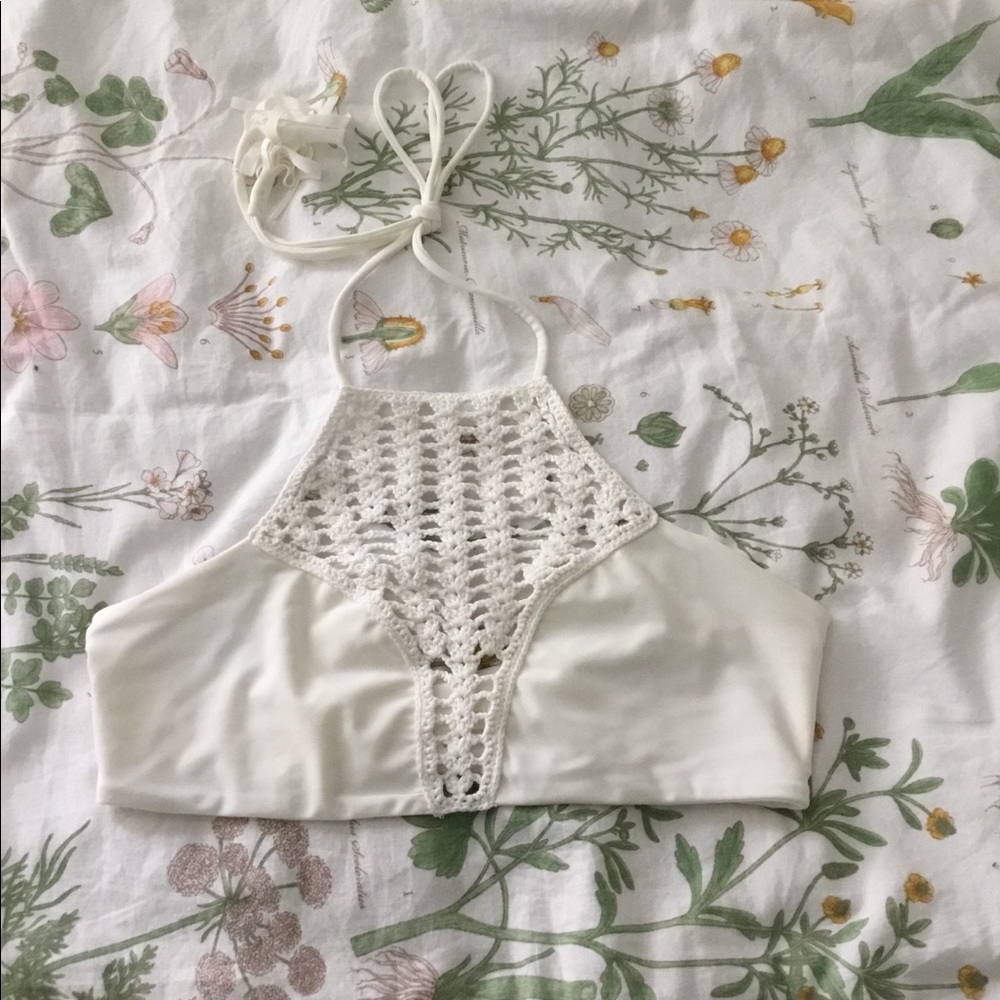 White Crochet Bikini Top